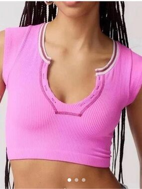 Urban Outfitters Out From Under Go For Gold Seamless Top, Bright Pink, Size XS/S